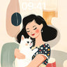Serene Polka Dot Wallpaper with Feline Embrace wallpaper for iPhone, iPad & Mac
