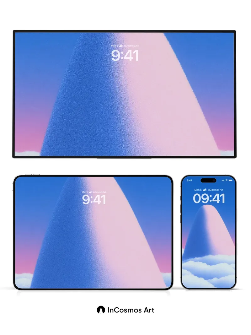 Serene Peak Wallpaper with Cloud-Cradled Light