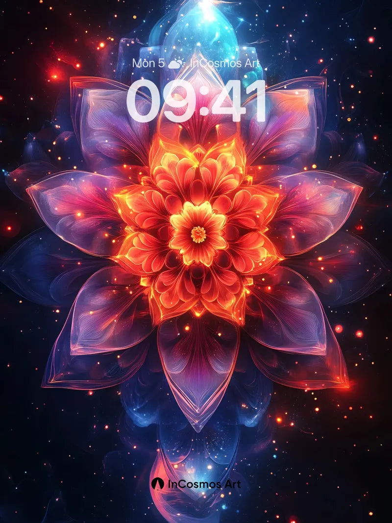 Cosmic Flame Wallpaper with Nebula Petals