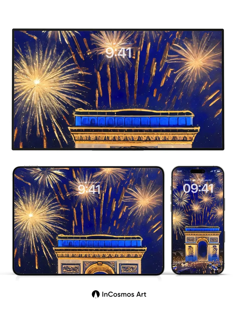 Golden Sparkle Wallpaper with Parisian Night