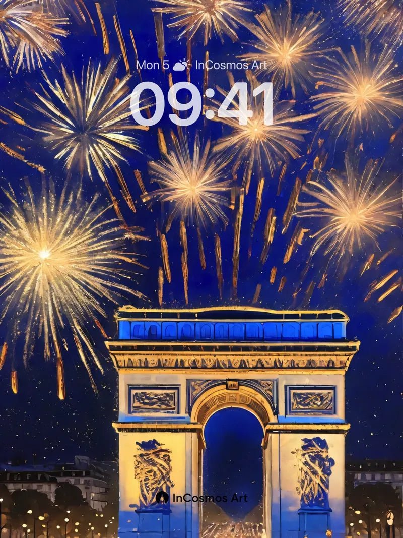 Golden Sparkle Wallpaper with Parisian Night
