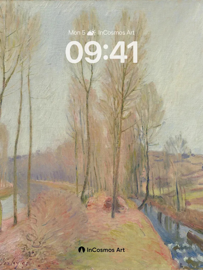 Muted Serenity Wallpaper with Bare Trees