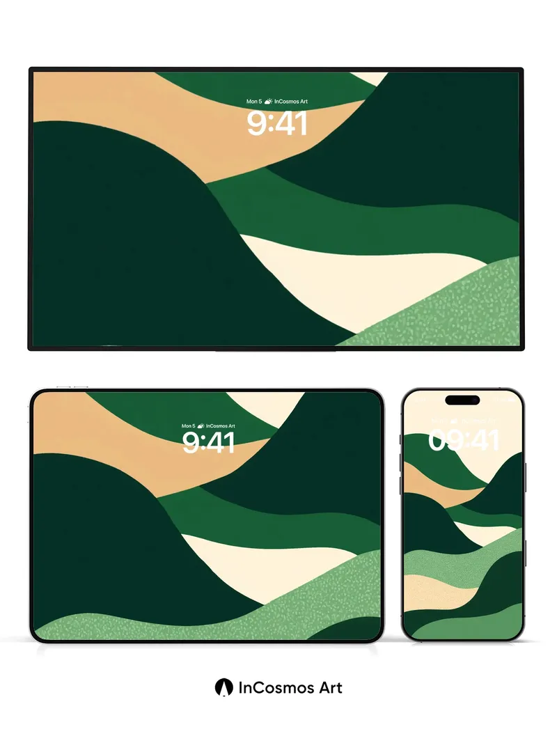 Serenity Wave Wallpaper with Earth-Toned Flow