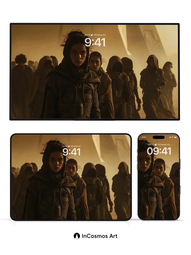 Desert Echo Wallpaper with Sand-Drifted Faces