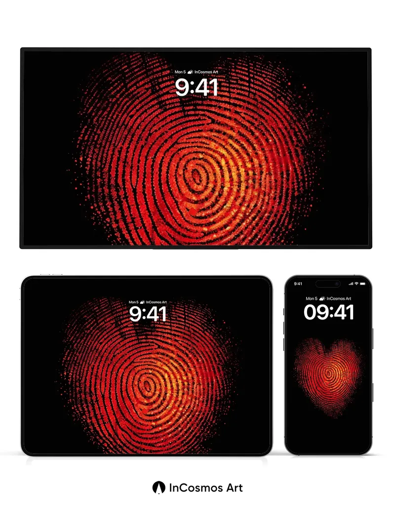 Pulse Heart Wallpaper with Fingerprint Veins
