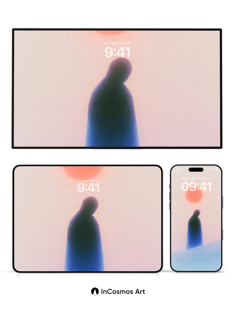 Silhouetted Solitude Wallpaper with Hazy Horizon