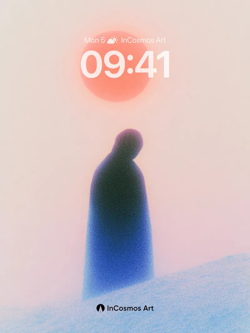 Silhouetted Solitude Wallpaper with Hazy Horizon