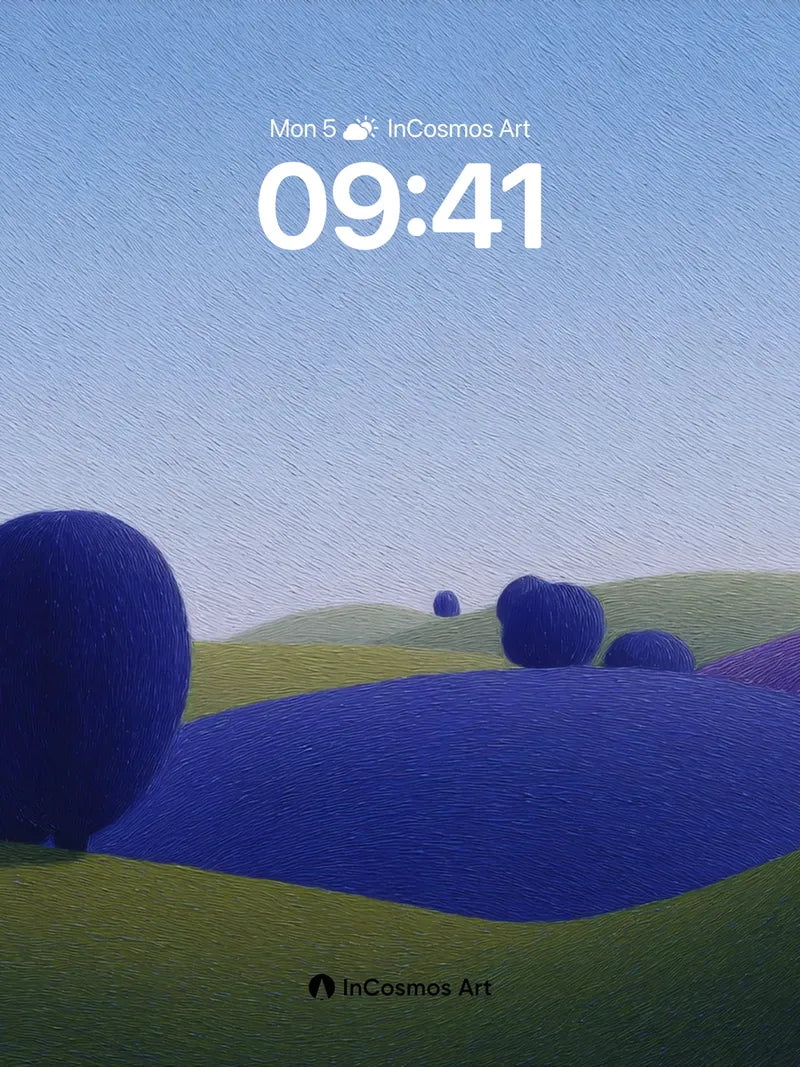 Serenity Sphere Wallpaper with Floating Blue Blooms