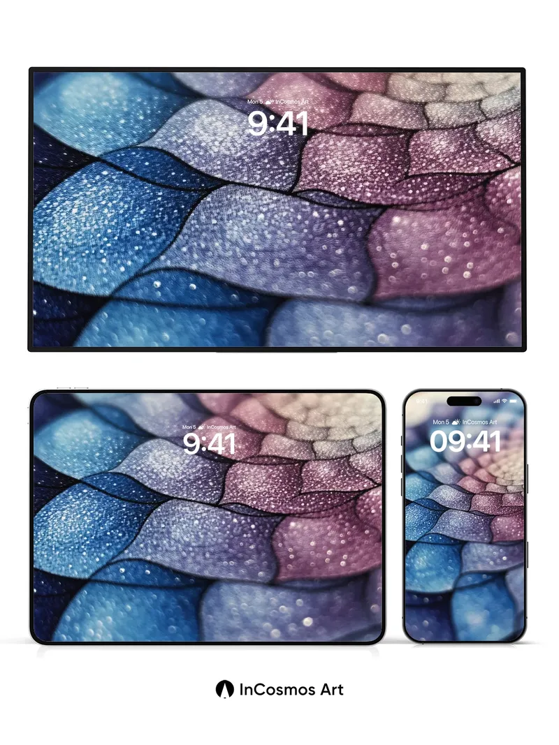 Luminous Scale Wallpaper with Starlight Veins