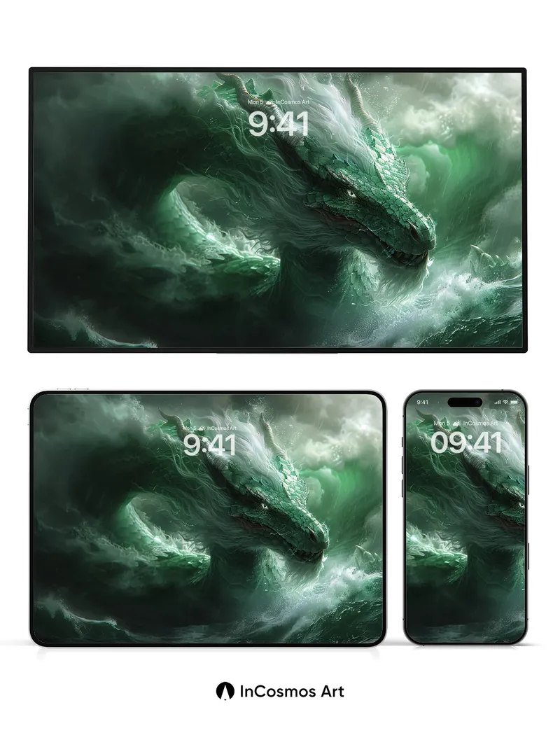 Stormborn Dragon Wallpaper with Emerald Veil