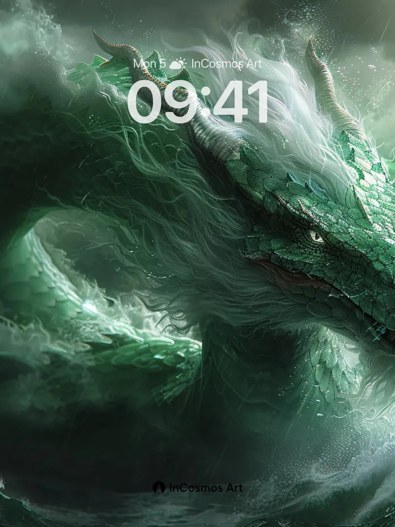 Stormborn Dragon Wallpaper with Emerald Veil