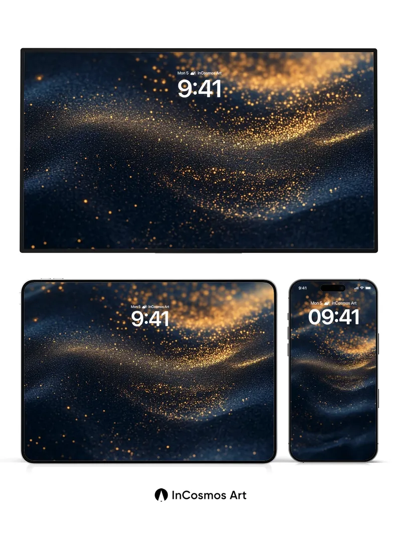 Golden Dust Mirage Wallpaper with Celestial Flow