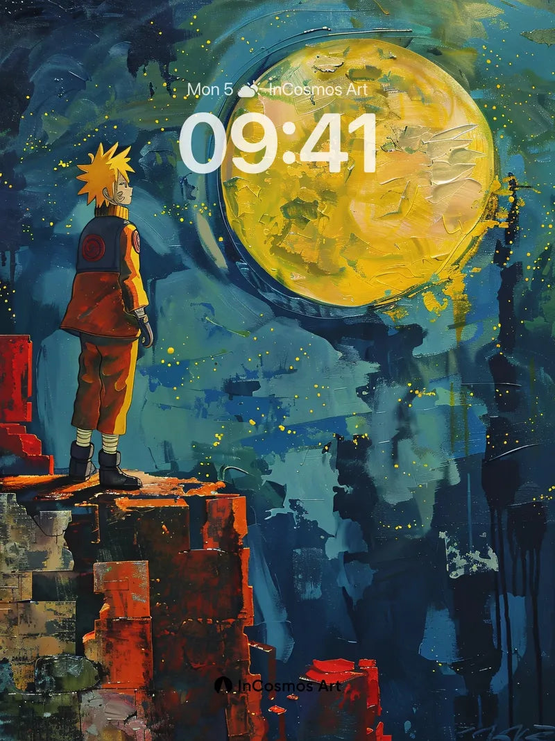 Moonlit Vigil Anime Wallpaper with Starlit Textures wallpaper for iPhone, iPad & Mac
