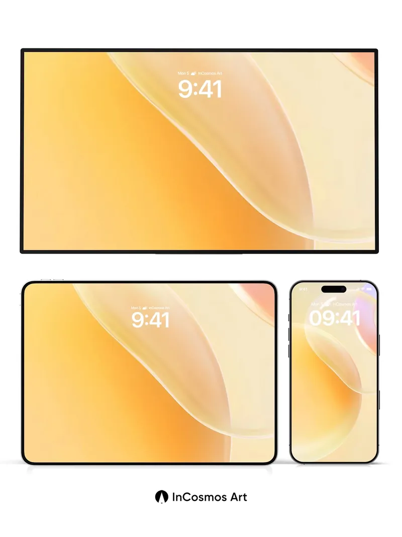 Serene Gradient Wallpaper with Floating Glass Forms