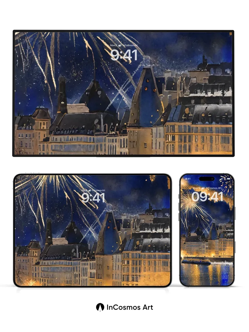 Golden Ember Wallpaper with Riverlight Reflections