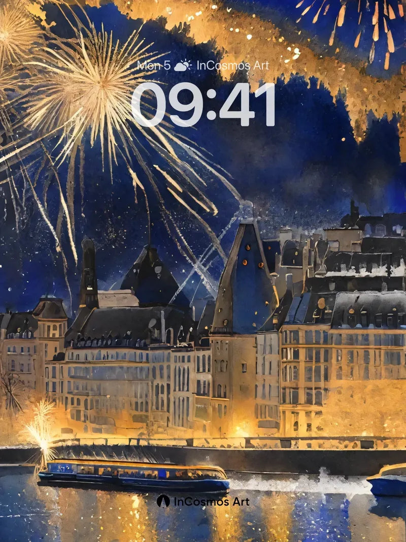 Golden Ember Wallpaper with Riverlight Reflections