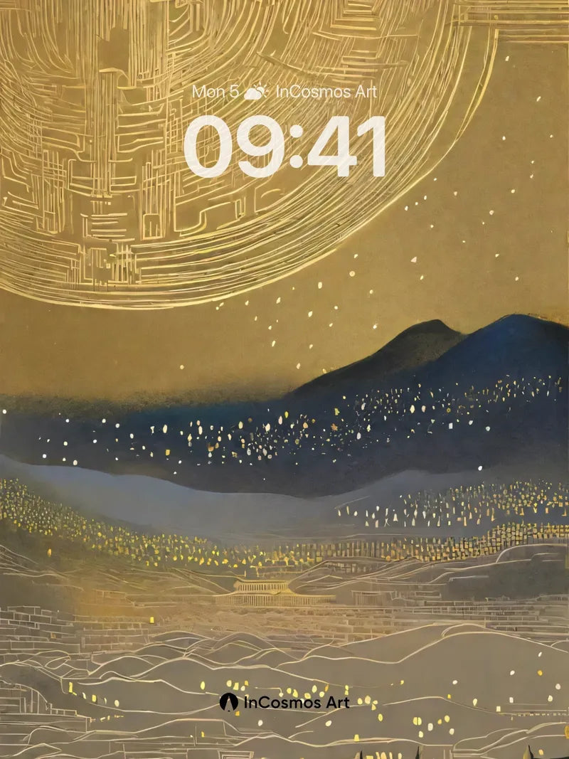 Golden Labyrinth Wallpaper with Celestial Glow