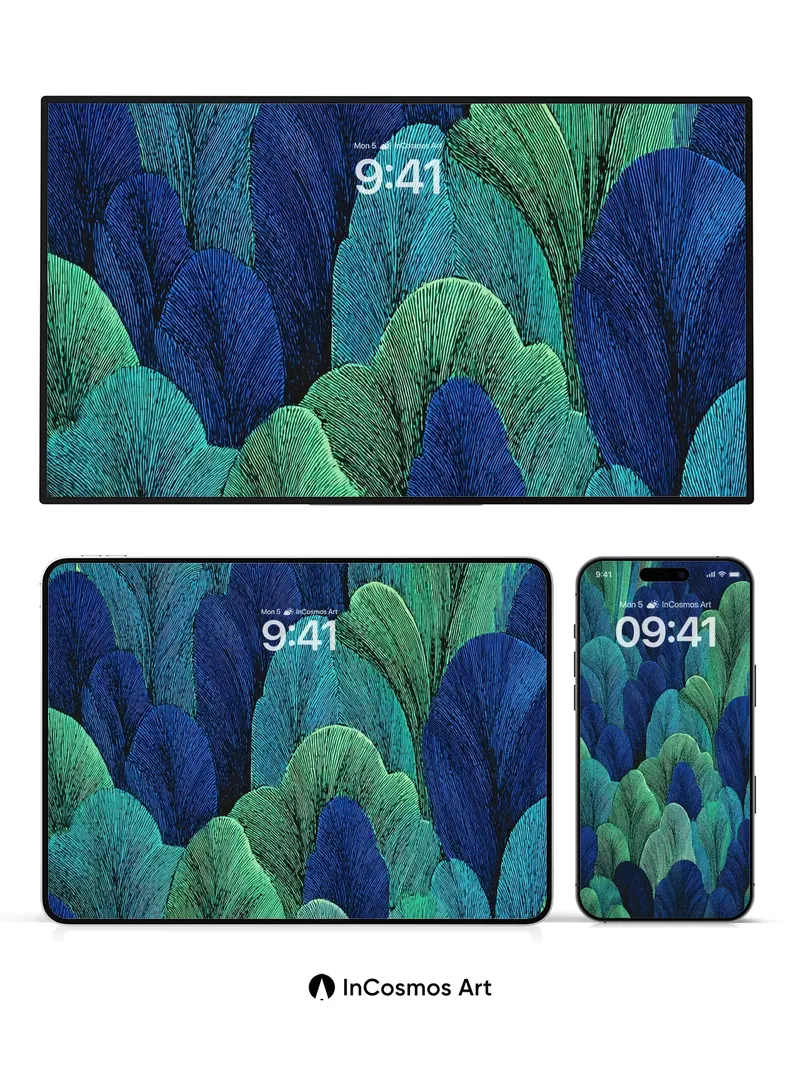 Midnight Fern Wallpaper with Veined Depth