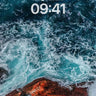 Turquoise Fury Wallpaper with Rust-Clad Rocks wallpaper for iPhone, iPad & Mac