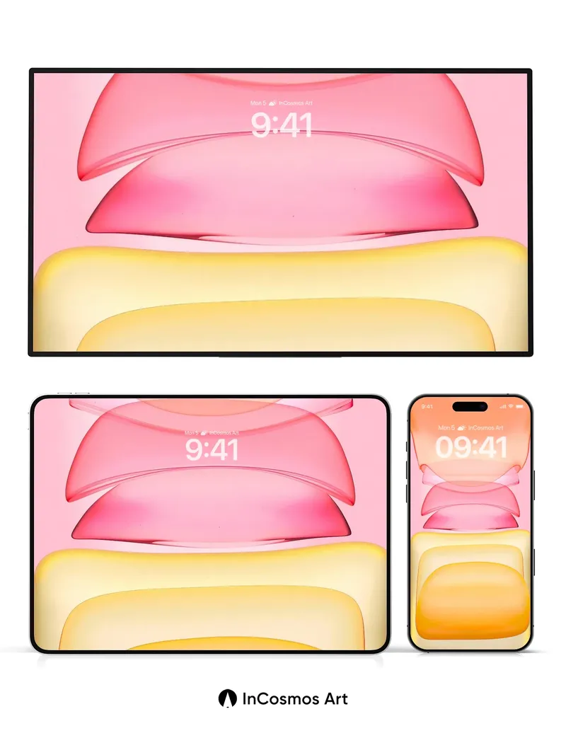 Luminous Gradient Wallpaper with Floating Glass Forms