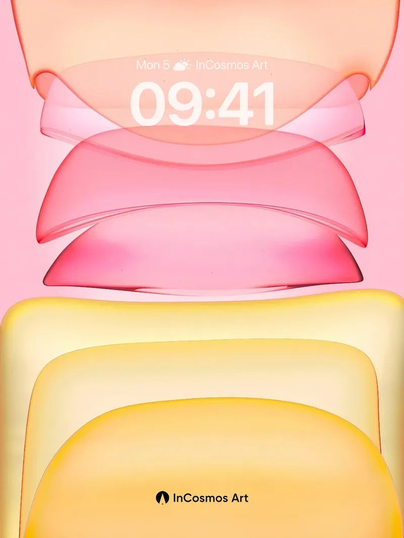 Luminous Gradient Wallpaper with Floating Glass Forms