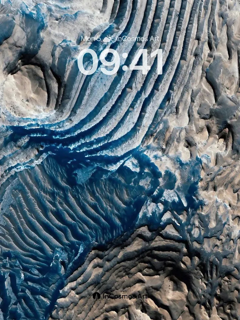 Serpentine Ice Wallpaper with Deep Blue Veins