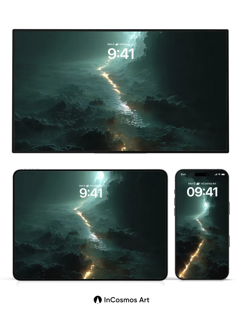 Celestial Rift Wallpaper with Golden Vein