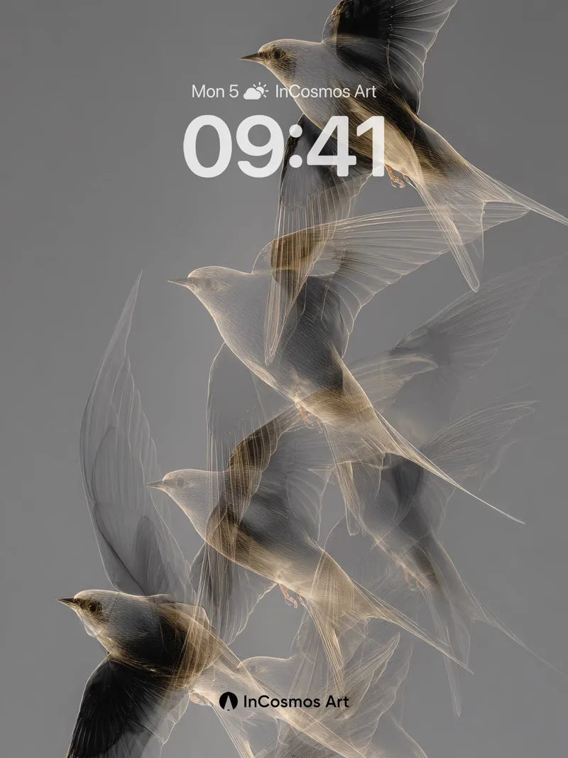 Ethereal Flight Wallpaper with Ghostly Traces