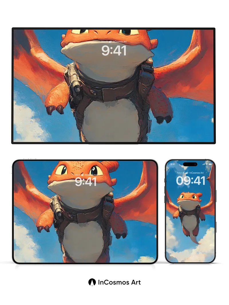 Skybound Whimsy Wallpaper with Dragon Wings