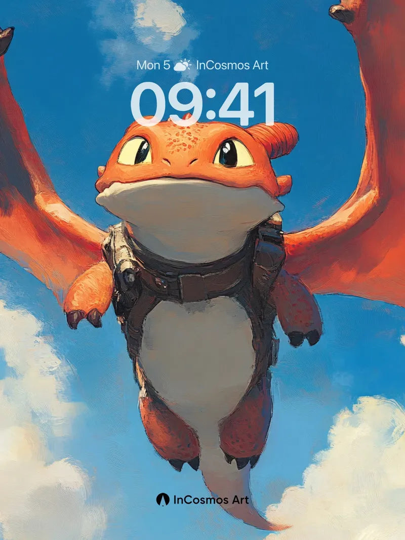 Skybound Whimsy Wallpaper with Dragon Wings