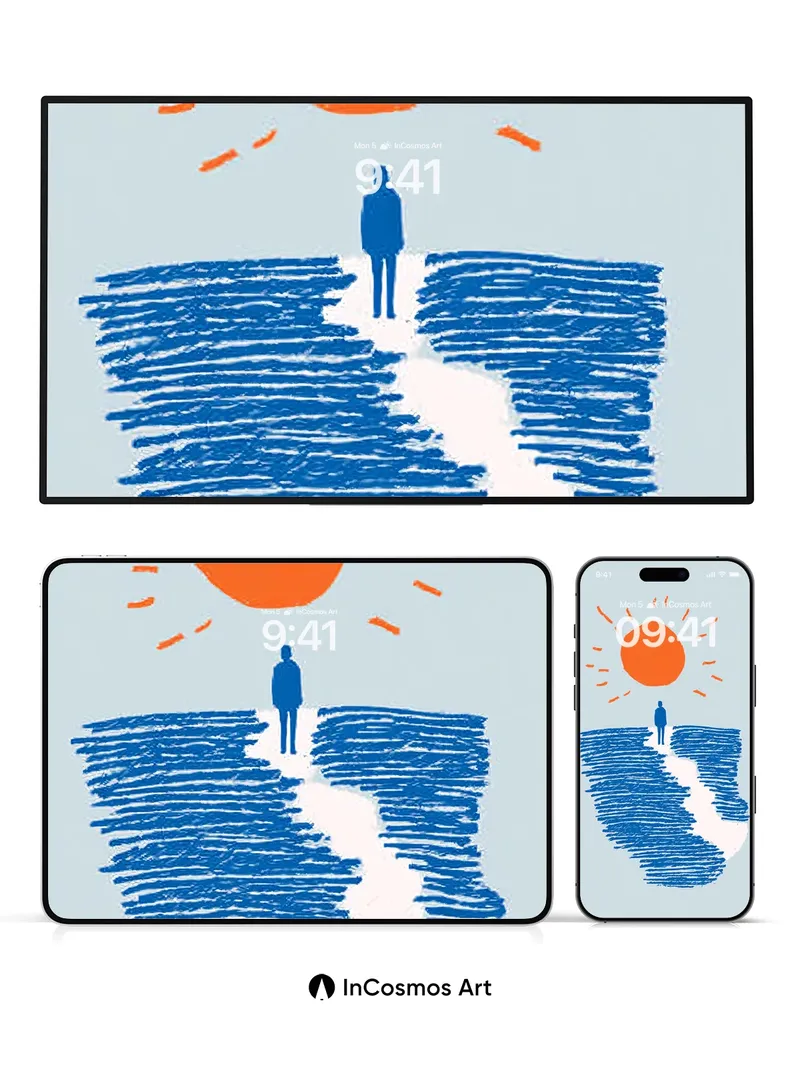 Serenity Path Wallpaper with Sunlit Horizon