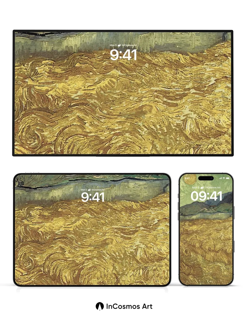 Golden Storm Wallpaper with Van Gogh Swirls