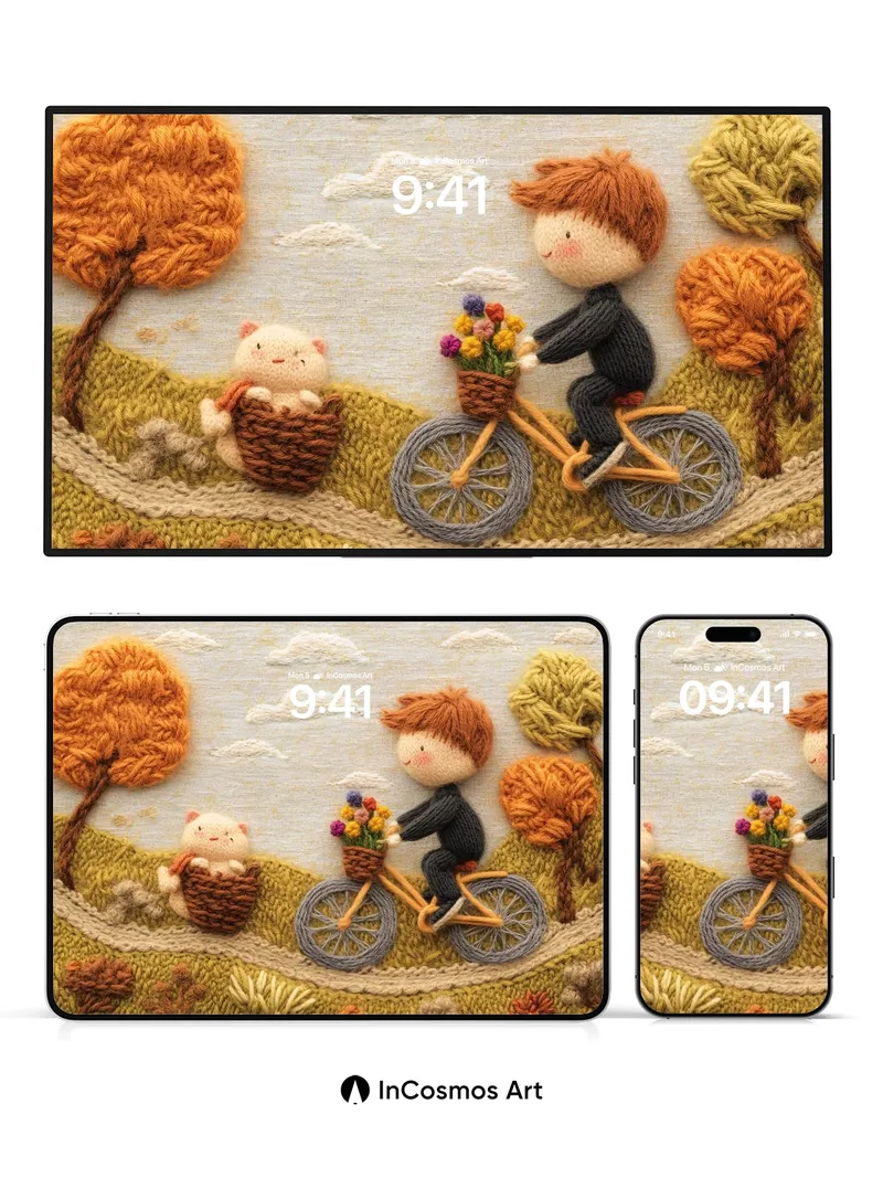 Whimsical Wool Wallpaper with Knitted Pathways