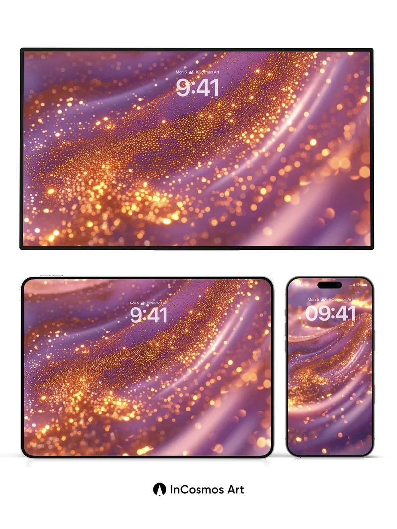 Luminous Velvet Wallpaper with Golden Dust Trails