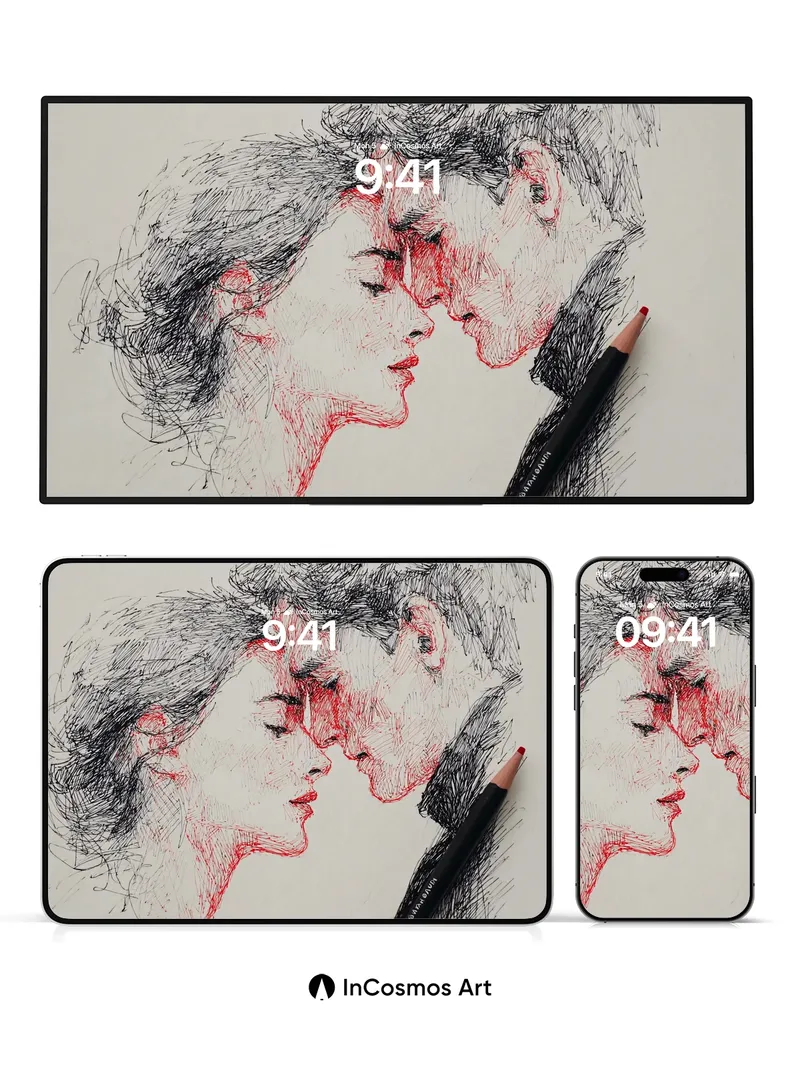 Whispering Lines Wallpaper with Blood-Red Veins