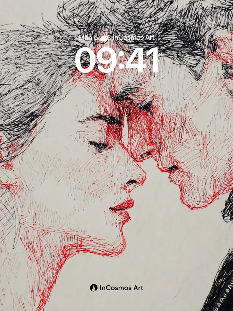 Whispering Lines Wallpaper with Blood-Red Veins