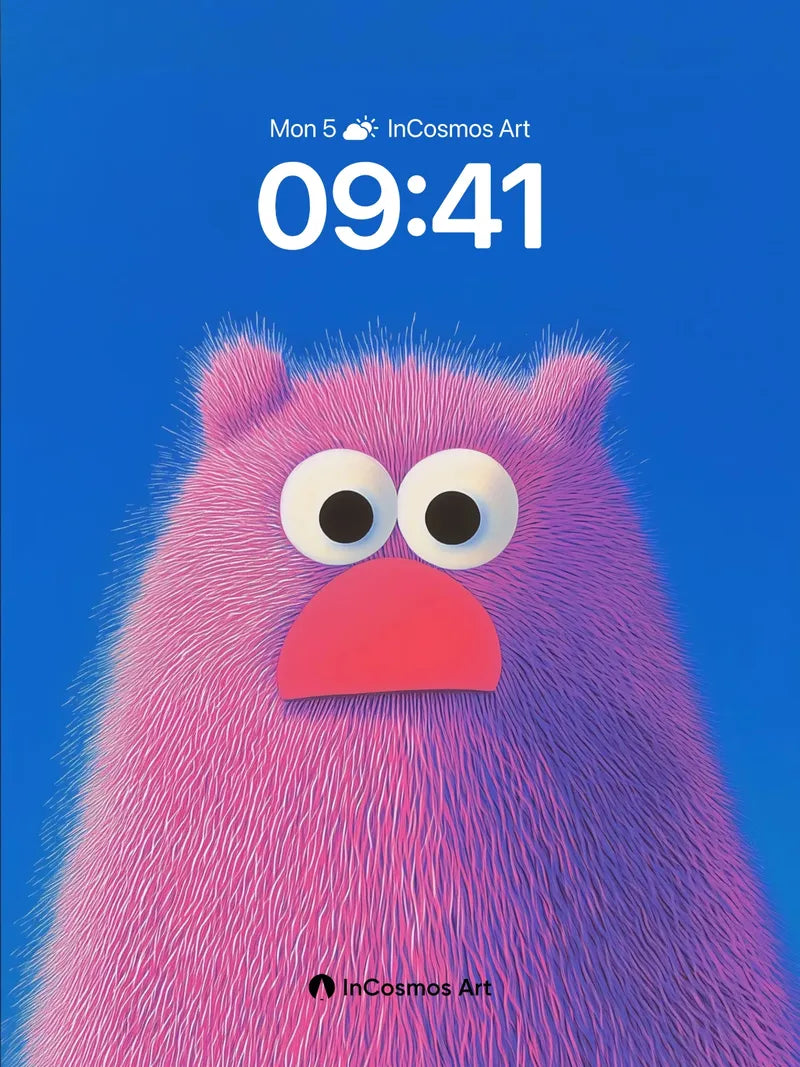 Playful Fuzz Wallpaper with Glowing Eyes