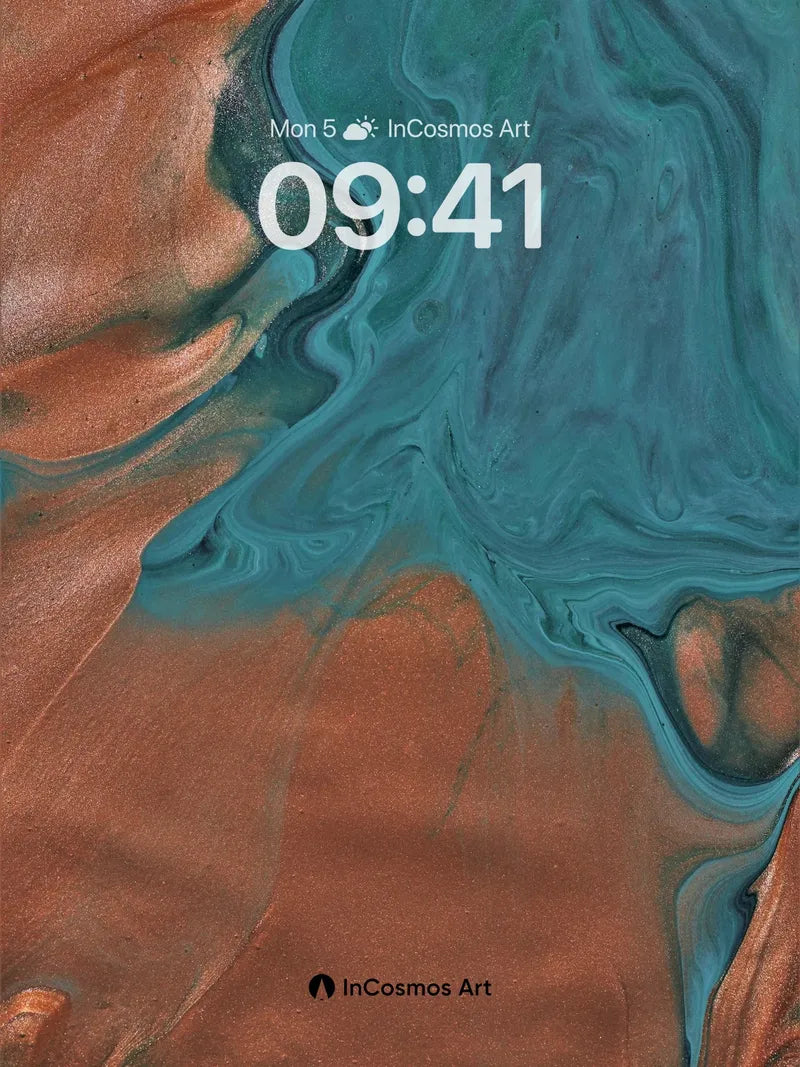 Copper Veil Wallpaper with Turquoise Drift