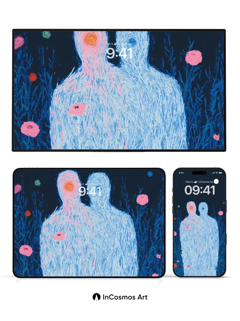 Luminous Whisper Wallpaper with Moonlit Figures