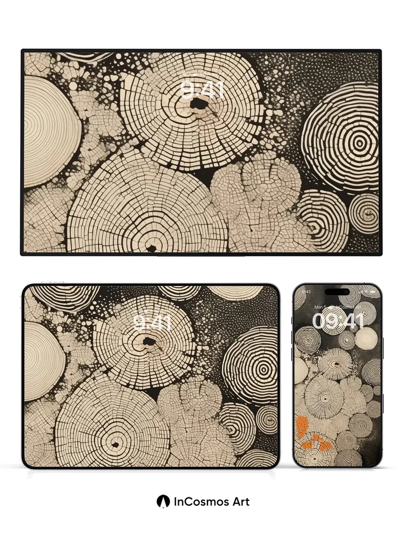 Whispering Rings Wallpaper with Cracked Earth