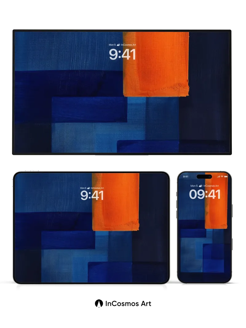 Cobalt Hush Wallpaper with Orange Pulse