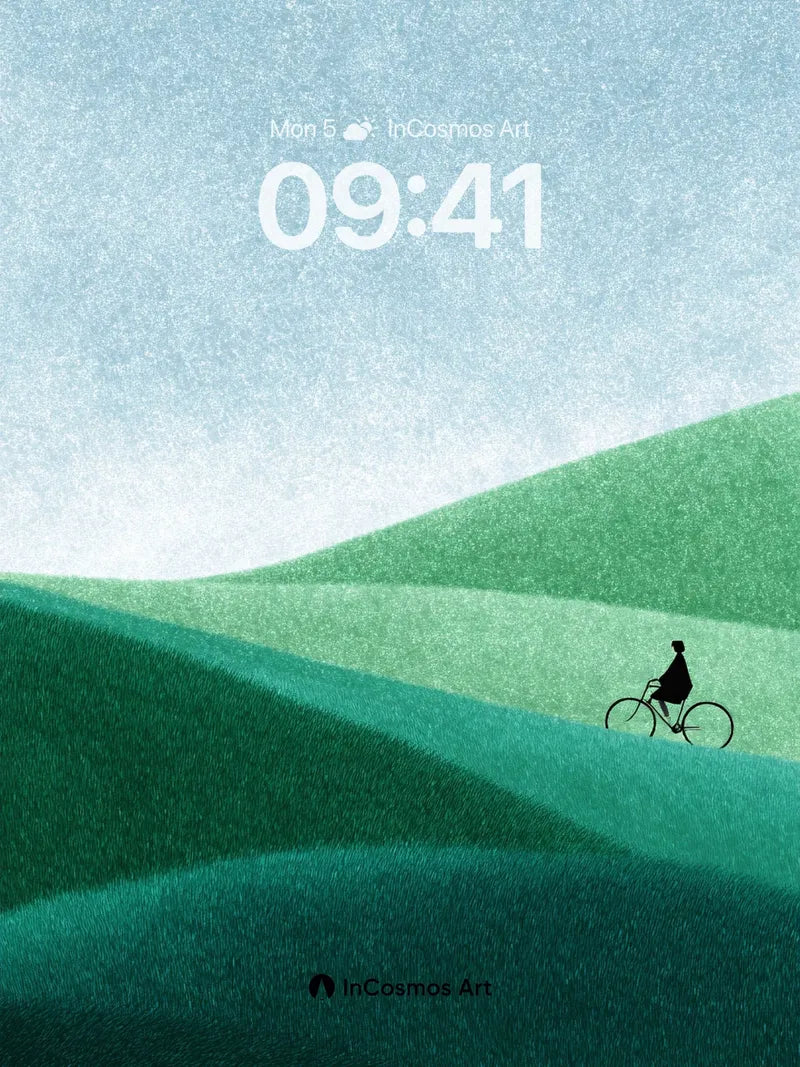 Serenity Ridge Wallpaper with Silent Cyclist wallpaper for iPhone, iPad & Mac