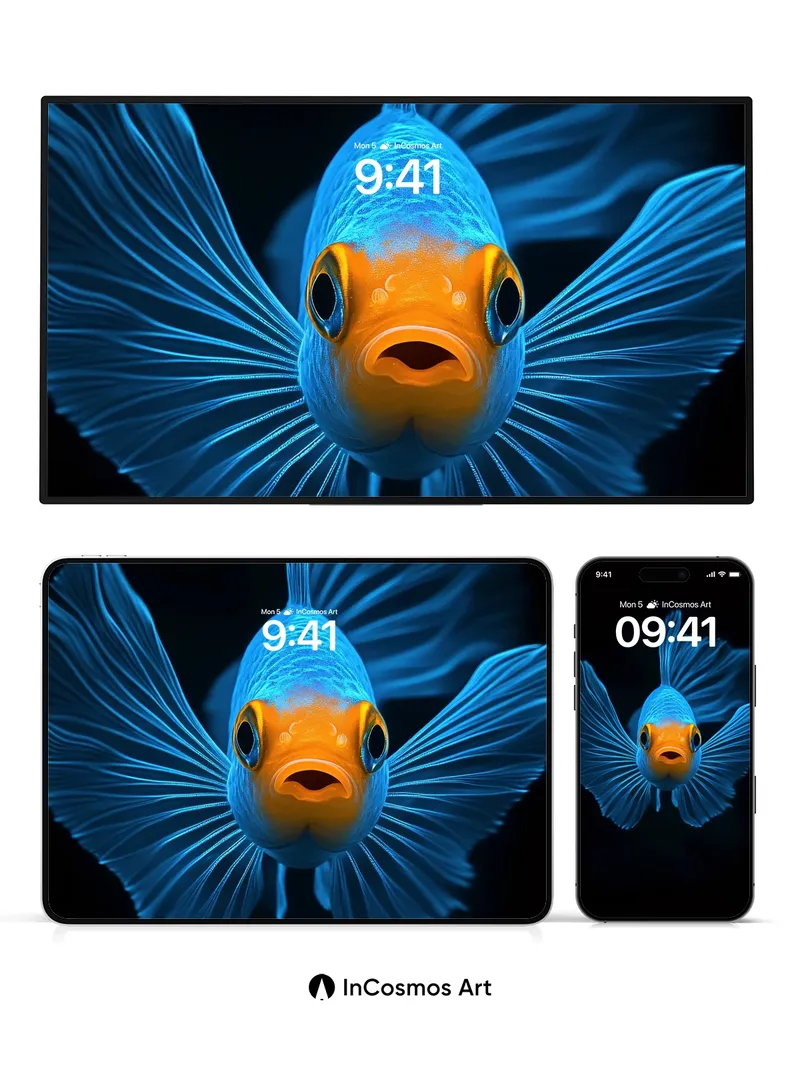 Electric Gaze Wallpaper with Neon Fins