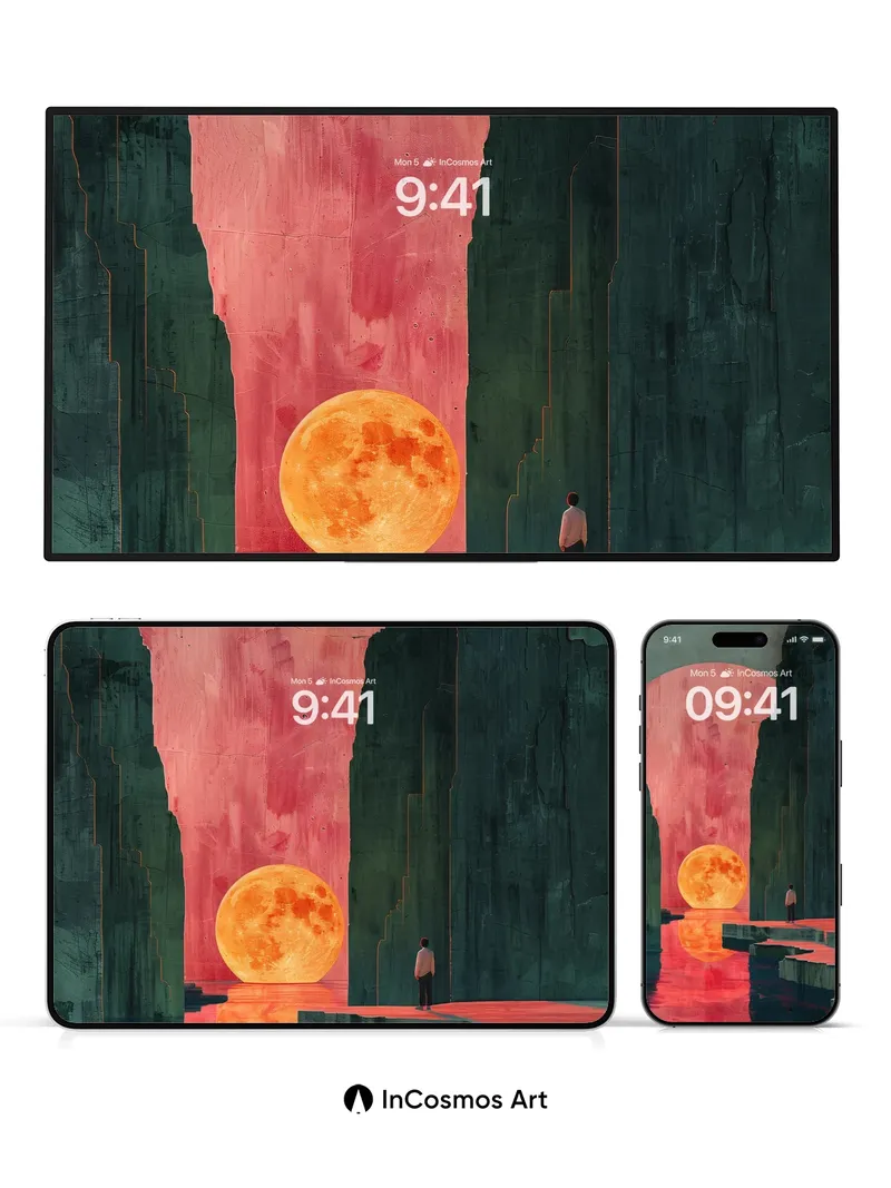 Crimson Canyon Wallpaper with Lunar Gateway