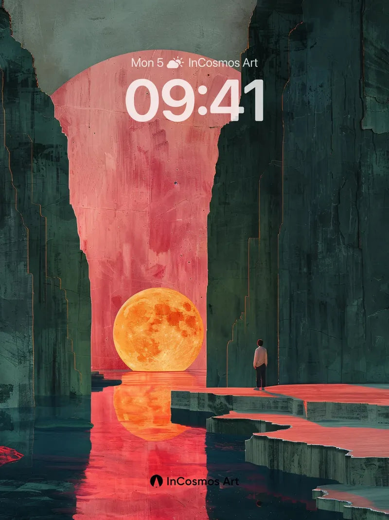 Crimson Canyon Wallpaper with Lunar Gateway