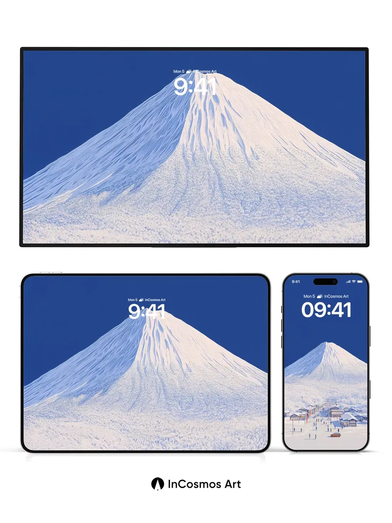 Serenity Peak Wallpaper with Snow-Covered Village