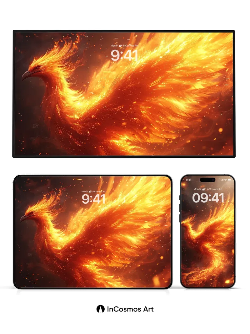 Phoenix Flame Wallpaper with Ember Trails