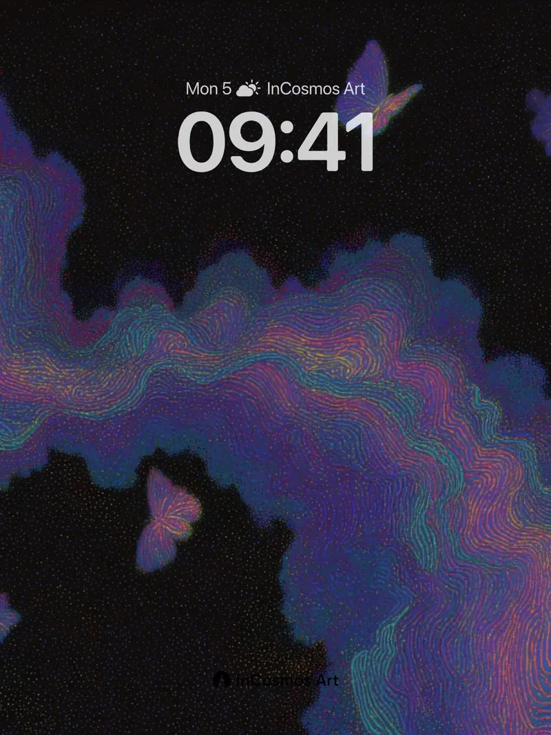 Luminous Drift Wallpaper with Fluttering Wings