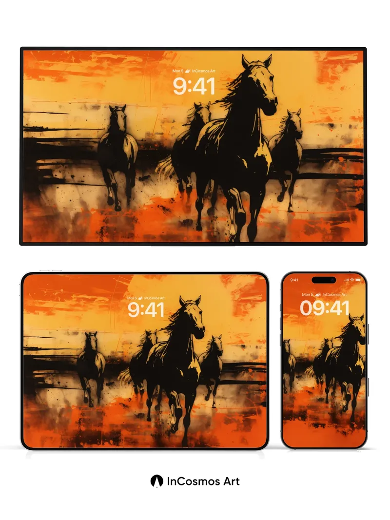 Crimson Gallop Wallpaper with Fiery Silhouettes