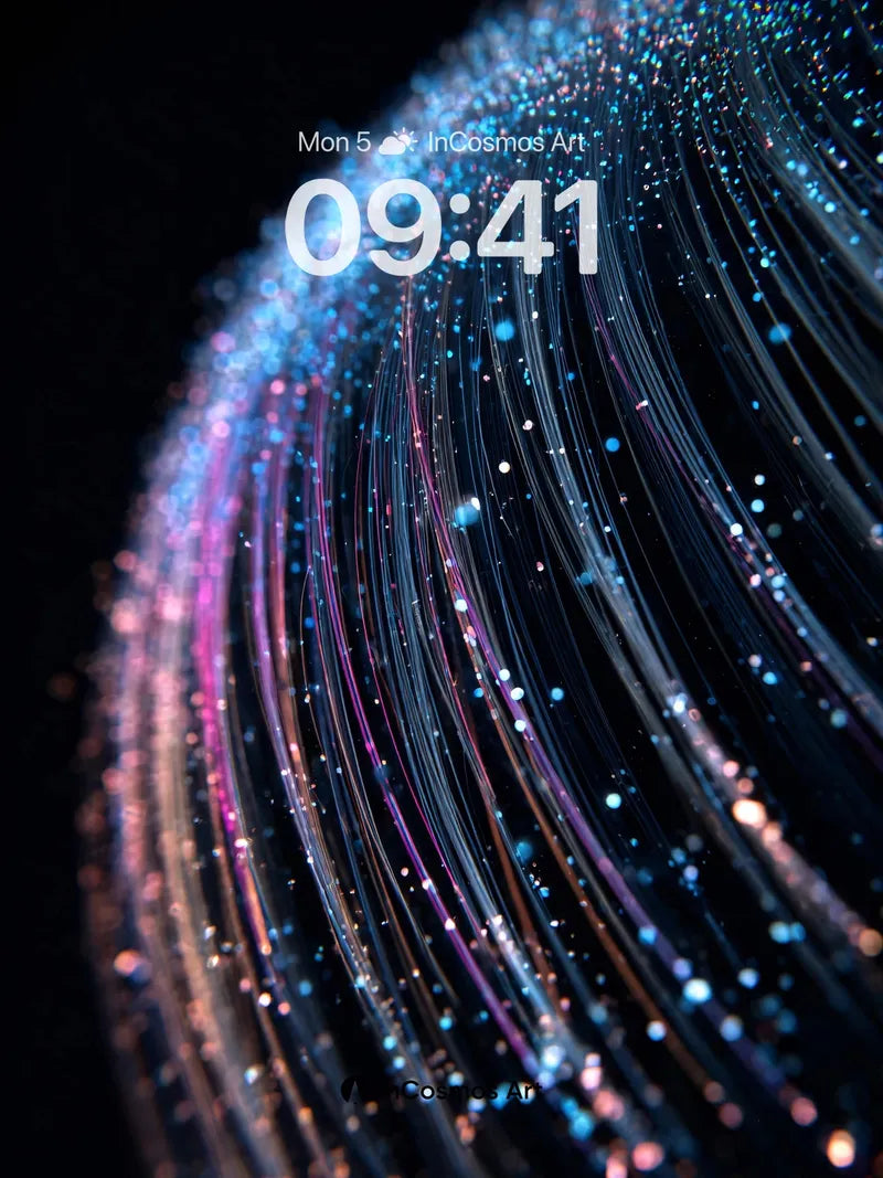Cosmic Thread Wallpaper with Luminous Trails